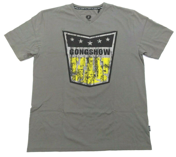 Gongshow Men's T-Shirt Puck Crest V-Neck Short Sleeved Grey Size X-Large