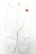 Wilson Youths' Baseball Pants Poly Warp Knit zipper with 2 Snap Closure - White