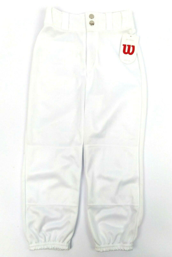 Wilson Youths' Baseball Pants Poly Warp Knit zipper with 2 Snap Closure - White