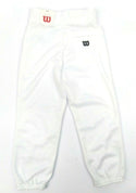 Wilson Youths' Baseball Pants Poly Warp Knit zipper with 2 Snap Closure - White
