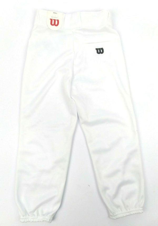 Wilson Youths' Baseball Pants Poly Warp Knit zipper with 2 Snap Closure - White