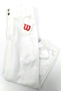 Wilson Youths' Baseball Pants Poly Warp Knit zipper with 2 Snap Closure - White