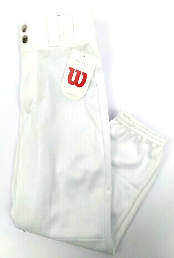 Wilson Youths' Baseball Pants Poly Warp Knit zipper with 2 Snap Closure - White