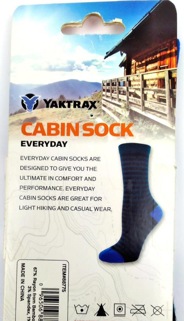 Yaktrax Youth's Cabin Socks Everyday Hiking Casual Socks Blue Black One Size New