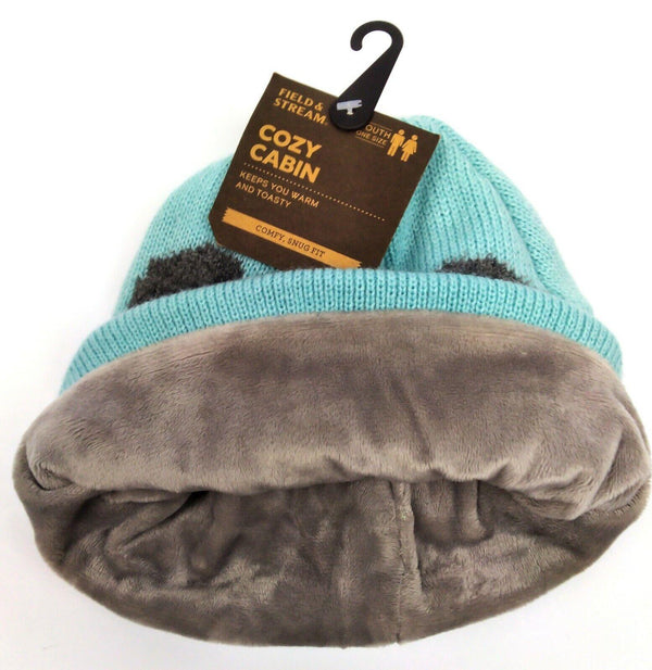 Field & Stream Youth Beanie Cozy Cabin Hat Bear Warm Winter Snug Fit One Size