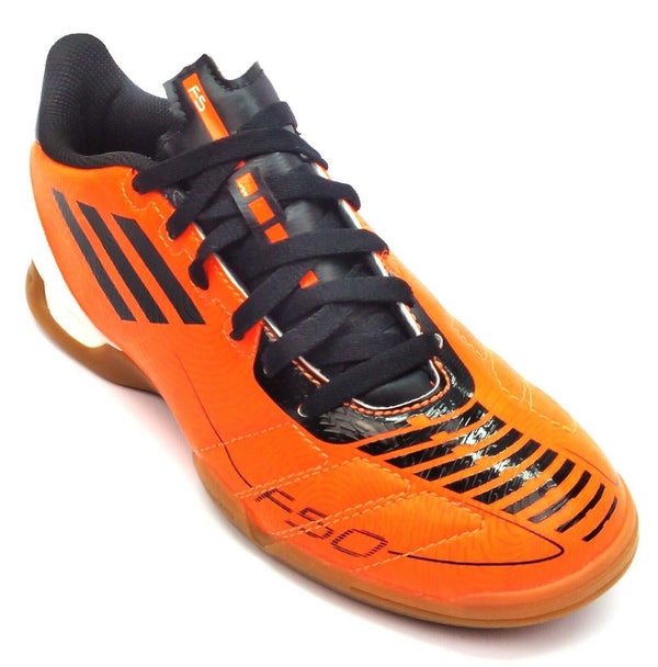 Adidas Big Kids Soccer Sneakers Lace Up F5 IN J White Orange Black New in Box