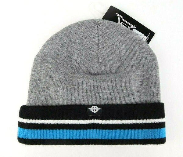 Winter Beanie UFC MMA Cage Fight Tapout Cuffed Striped Toque Grey One Size