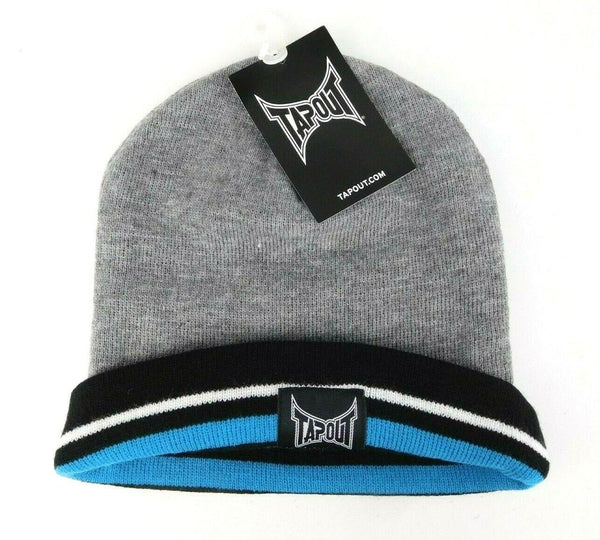 Winter Beanie UFC MMA Cage Fight Tapout Cuffed Striped Toque Grey One Size