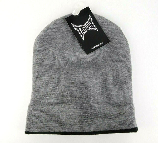 Winter Beanie UFC MMA Cage Fight Tapout Cuffed Striped Toque Grey One Size