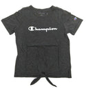 Champion Girls' T-Shirt Short Sleeve Tee Tie Front Granite Heather Size X-Small