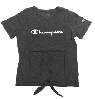 Champion Girls' T-Shirt Short Sleeve Tee Tie Front Granite Heather Size X-Small