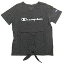 Champion Girls' T-Shirt Short Sleeve Tee Tie Front Granite Heather Size X-Small