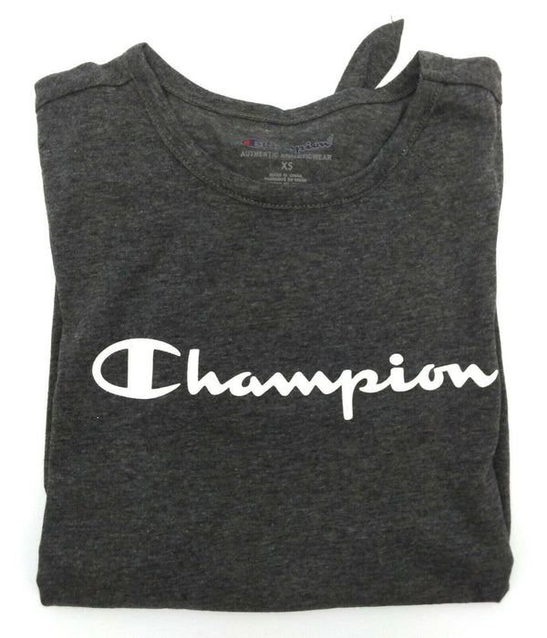 Champion Girls' T-Shirt Short Sleeve Tee Tie Front Granite Heather Size X-Small