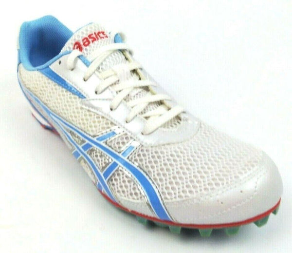 Asics Girl's Track and Field Running Shoes Hyper Rocket 5 White Blue Size 9.5