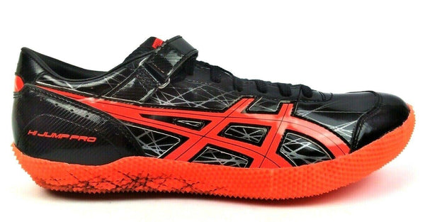 Asics Men's High Jump Pro L Track Shoes Black Flash Coral Silver Size 9.5 M New