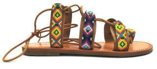 Indigo Rd Garlan Women's Sandals Lace Up Geometric Brown Multicolor Size 7.5M