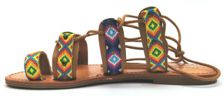 Indigo Rd Garlan Women's Sandals Lace Up Geometric Brown Multicolor Size 7.5M