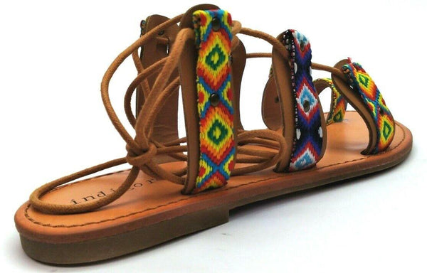 Indigo Rd Garlan Women's Sandals Lace Up Geometric Brown Multicolor Size 7.5M
