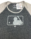 Women's T-Shirt Majestic Fan High Low Top Fashion 3/4 Sleeve Heather Grey Small