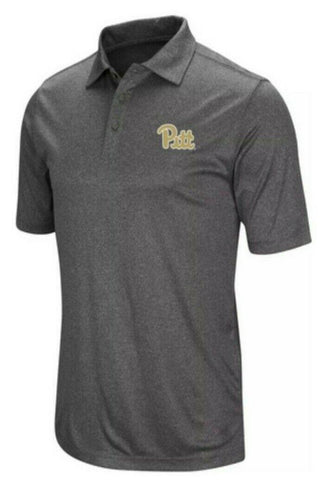 Men's Polo Shirt Short Colosseum Pitt Panthers Sleeve Grey Size Small