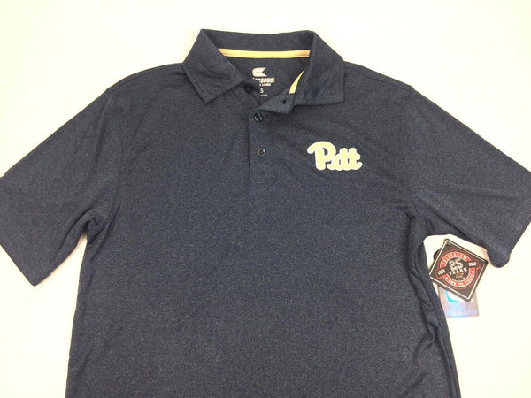 Men's Polo Shirt Short Colosseum Pitt Panthers Sleeve Grey Size Small