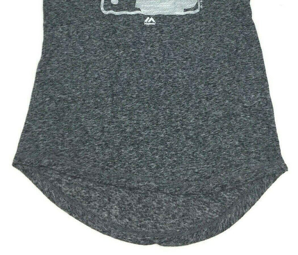 Women's T-Shirt Majestic Fan High Low Top Fashion 3/4 Sleeve Heather Grey Small