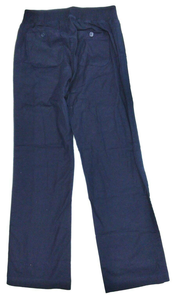 Wahine Blue Women's Pants Pull On Stretch Wide Band Loose Fitting Trousers New