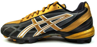 Asics Men's Field Hockey Shoes Lace Up Gel Hockey Pro Black Gold Storm New