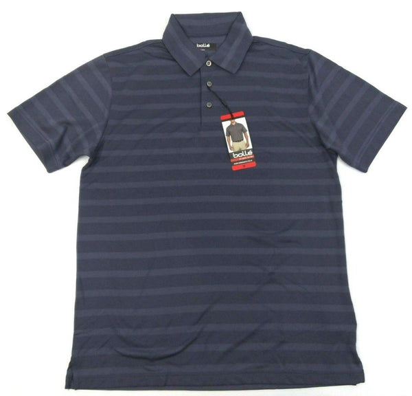 Bolle Men's Short Sleeve Placket Stretch Polo Shirt Evening Blue Medium New