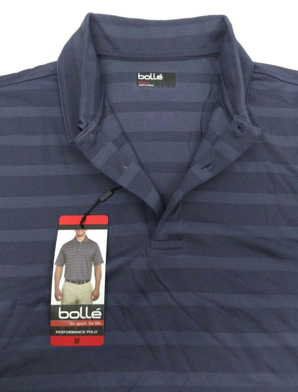 Bolle Men's Short Sleeve Placket Stretch Polo Shirt Evening Blue Medium New
