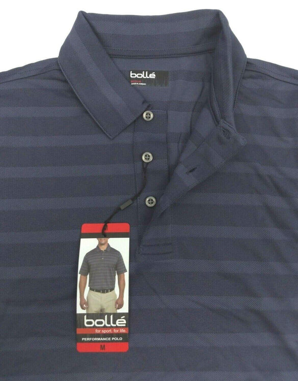Bolle Men's Short Sleeve Placket Stretch Polo Shirt Evening Blue Medium New