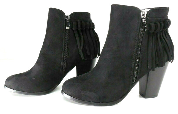 Bucco Women's Farruh Zip Ankle Boots 2.5 inch Heeled Booties Black Size 9