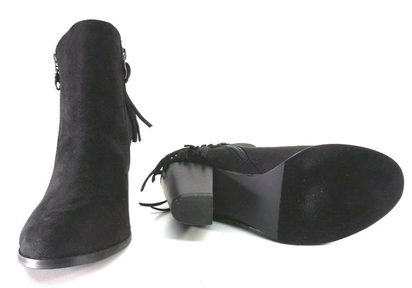 Bucco Women's Farruh Zip Ankle Boots 2.5 inch Heeled Booties Black Size 9