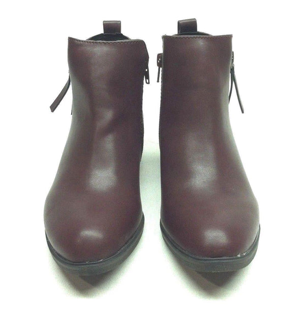 Hawkwell Women's Stylish Low Heel Side Zipper Ankle Booties Brown - Size 6