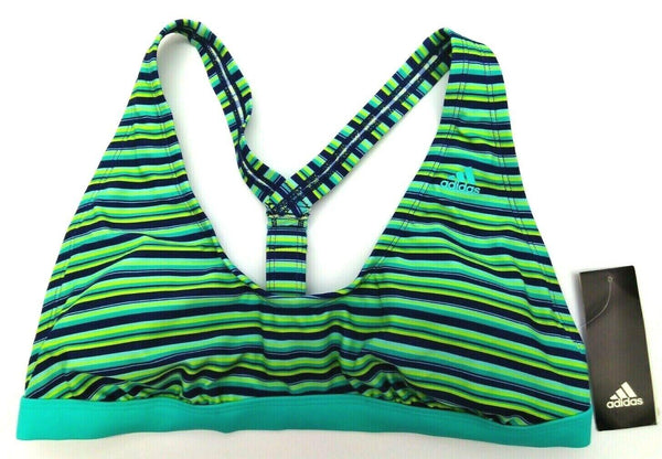 Adidas Women's Swimwear Bikini Top Costume Pulse Striped V-Back Blue New