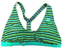 Adidas Women's Swimwear Bikini Top Costume Pulse Striped V-Back Blue New