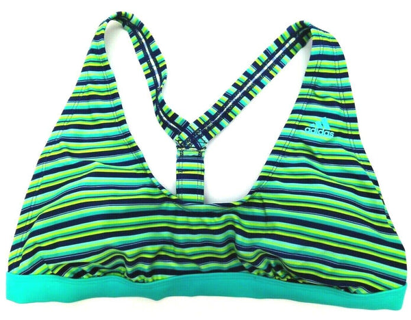 Adidas Women's Swimwear Bikini Top Costume Pulse Striped V-Back Blue New