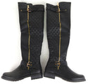 Women's Riding Boots Quilted Zipper Buckle Over Knee Black Size 6.5