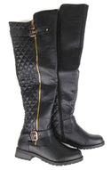 Women's Riding Boots Quilted Zipper Buckle Over Knee Black Size 6.5