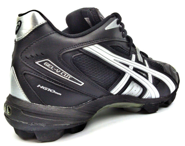 ASICS Men's Soccer Hockey Cleat Field Shoes GEL-V Cut MT Black White Silver New