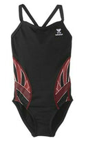 TYR Phoenix Girl's Swimsuit Splice Diamondfit One Piece Black Burgundy Size 22