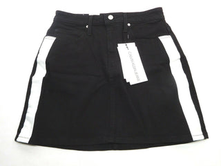 Calvin Klein Women's Mini Skirt Jeans Striped Denim Black White Size 32 New