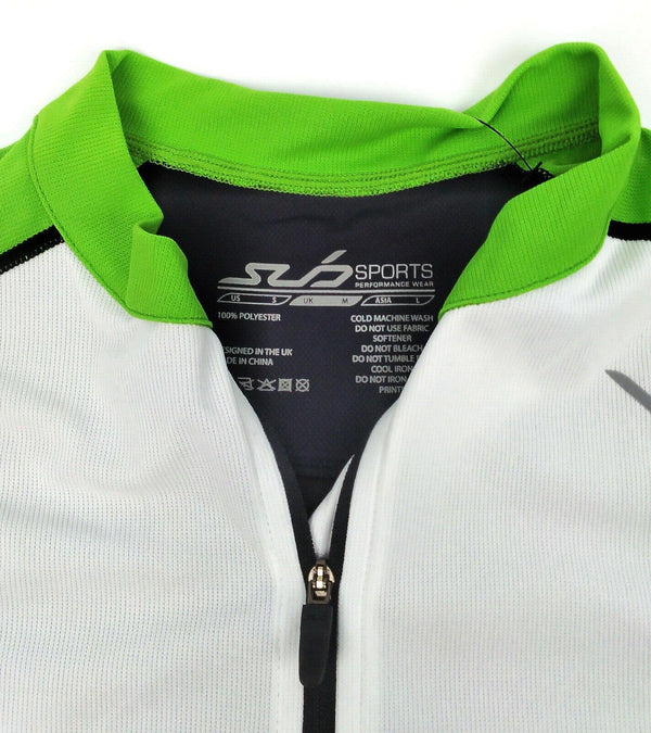 SUB Elite Men's Cycle Jersey Performance Wear Short Sleeve White/Green Medium