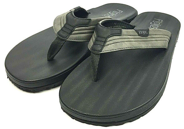Flojos Men's Flip Flops Sandals Memory Foam Thongs Grey Black New in Box