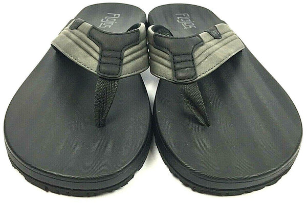 Flojos Men's Flip Flops Sandals Memory Foam Thongs Grey Black New in Box