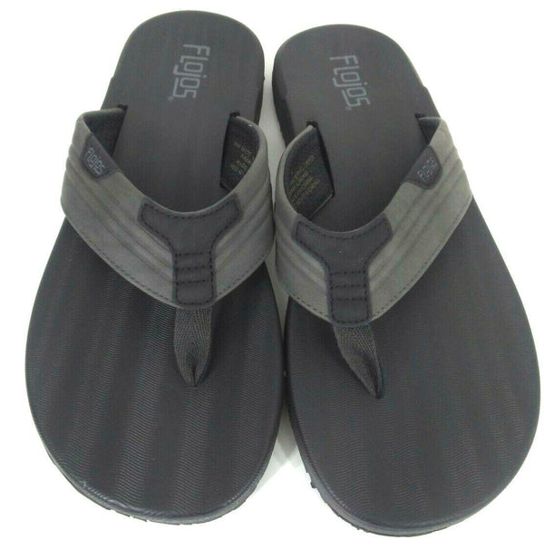 Flojos Men's Flip Flops Sandals Memory Foam Thongs Grey Black New in Box
