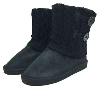 Serene Island Women's Boots Cardy Knit Sweater Button Black Size 7