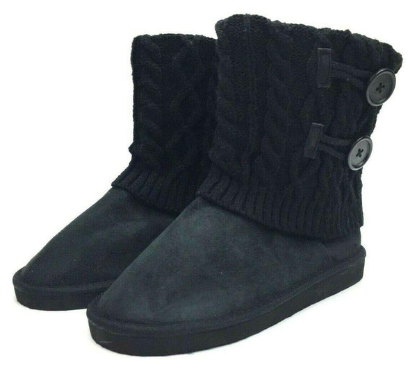 Serene Island Women's Boots Cardy Knit Sweater Button Black Size 7