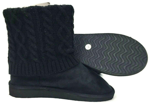 Serene Island Women's Boots Cardy Knit Sweater Button Black Size 7