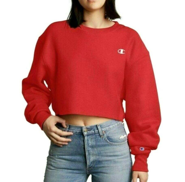 Champion Life Women's Crop Top Sweatshirt Reverse Weave Cut Off Long Sleeve